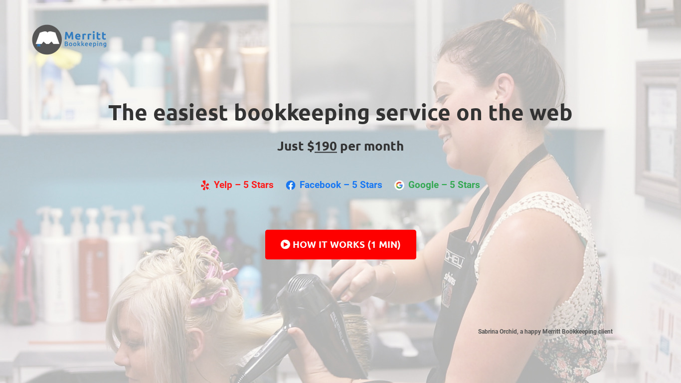 Merritt Bookkeeping Landing page
