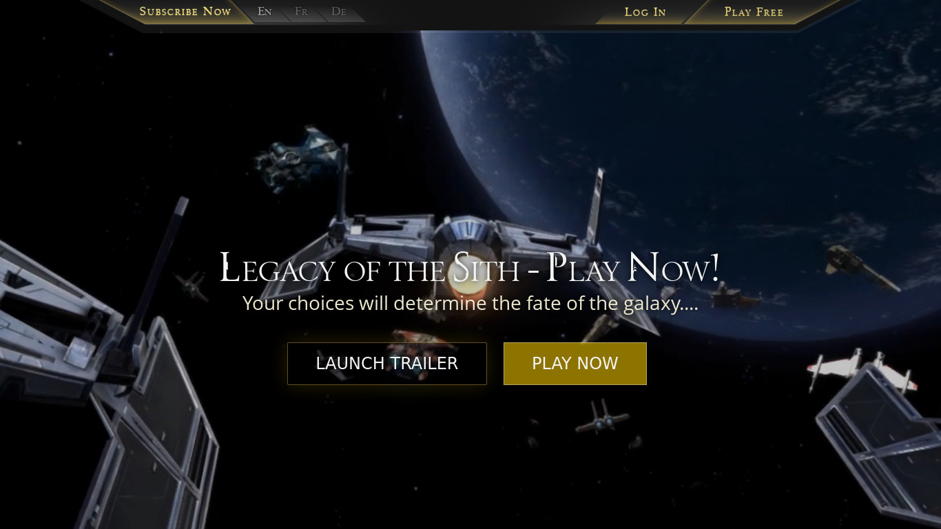 Star Wars: The Old Republic Landing page