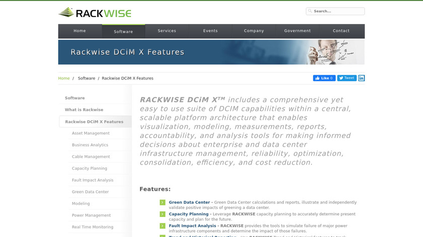 Rackwise DCiM X Landing Page