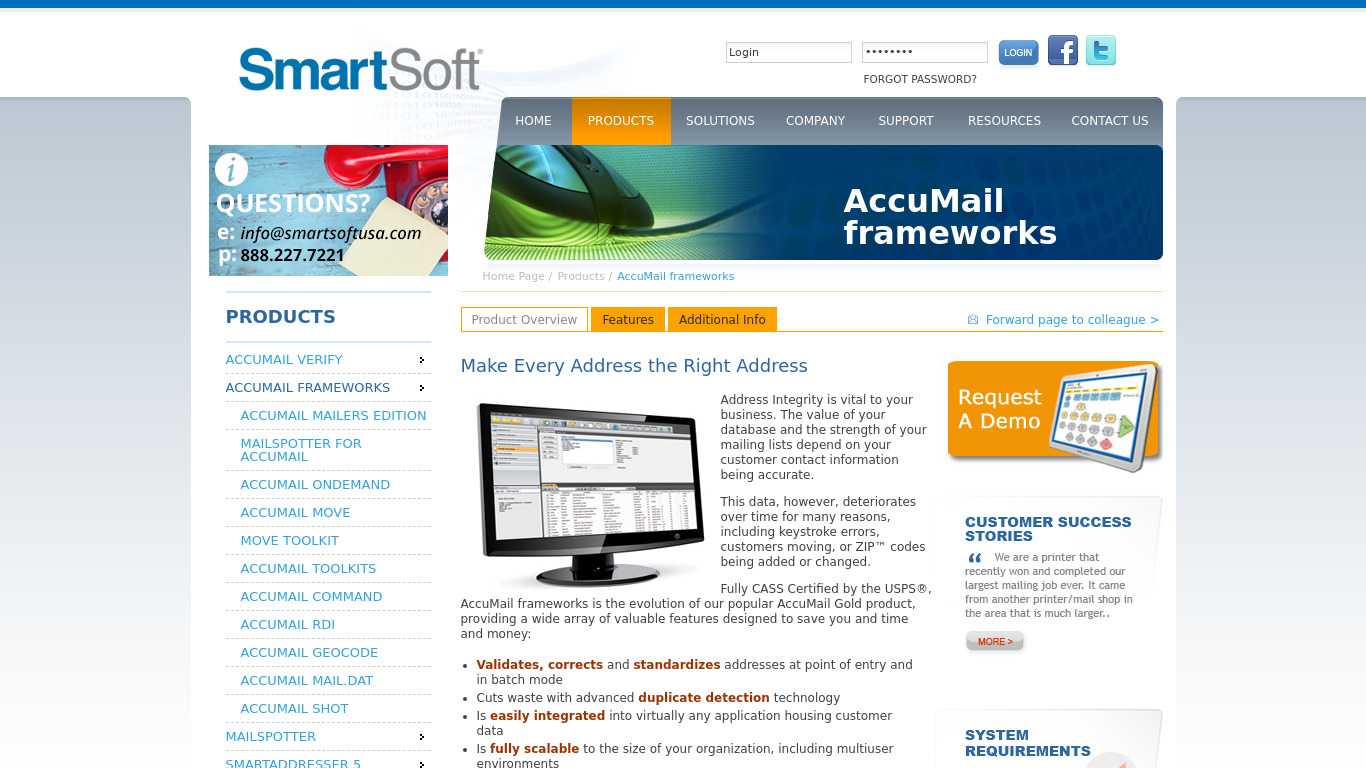AccuMail Frameworks Landing page