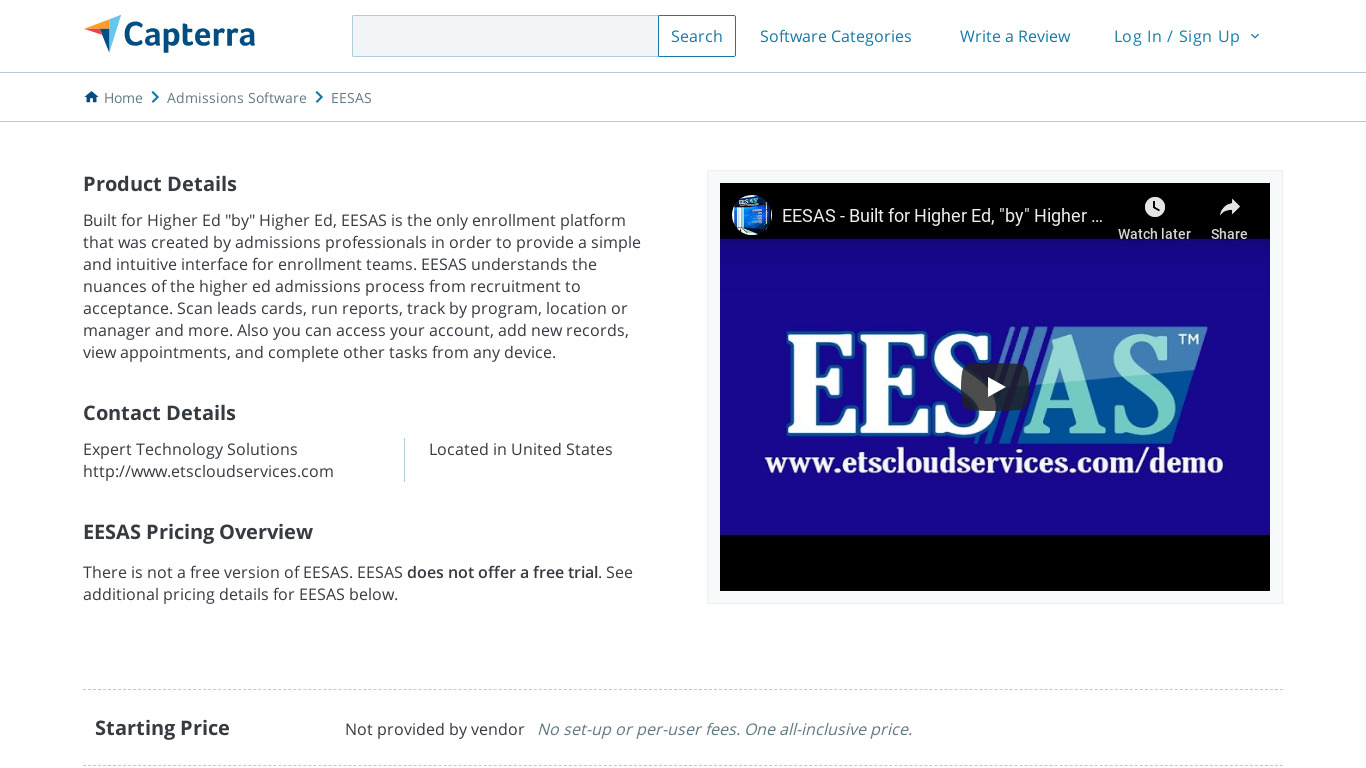 EESAS Landing page