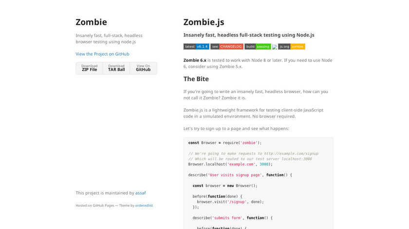 Zombie.js Landing Page
