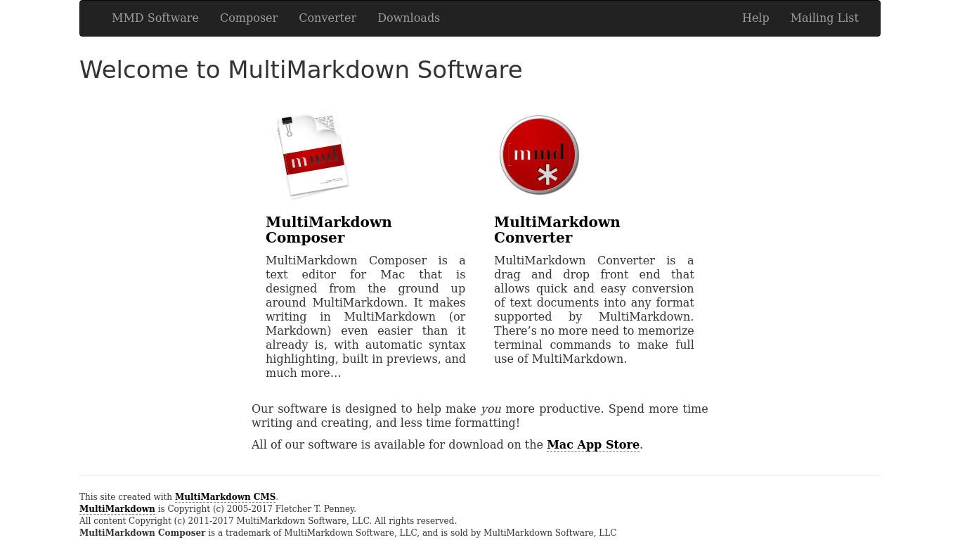 MultiMarkdown Composer Landing page