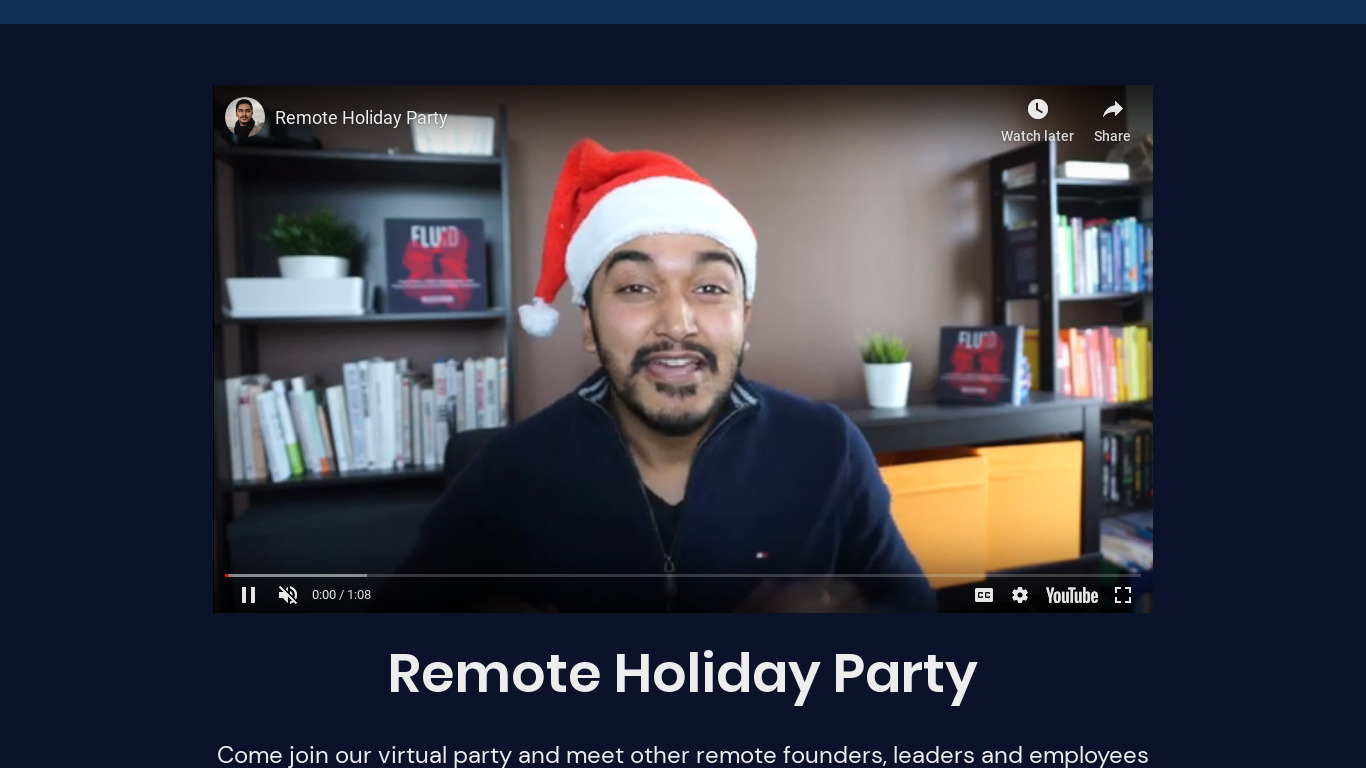 Remote Holiday Party Landing page
