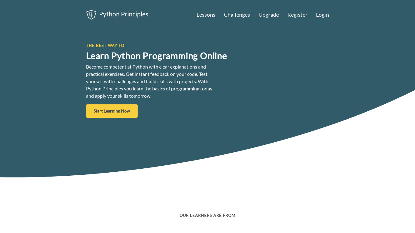 Python Principles Landing page