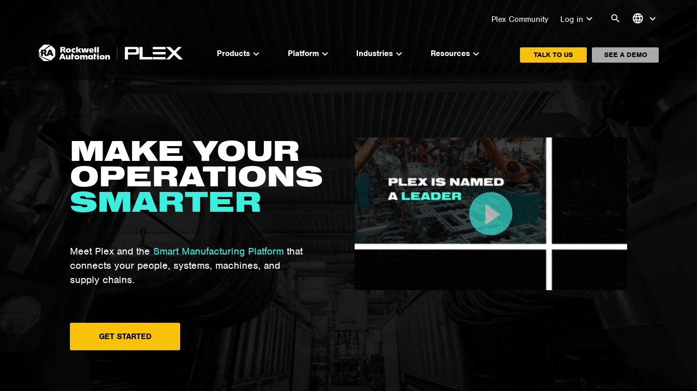Plex Manufacturing Cloud Landing page