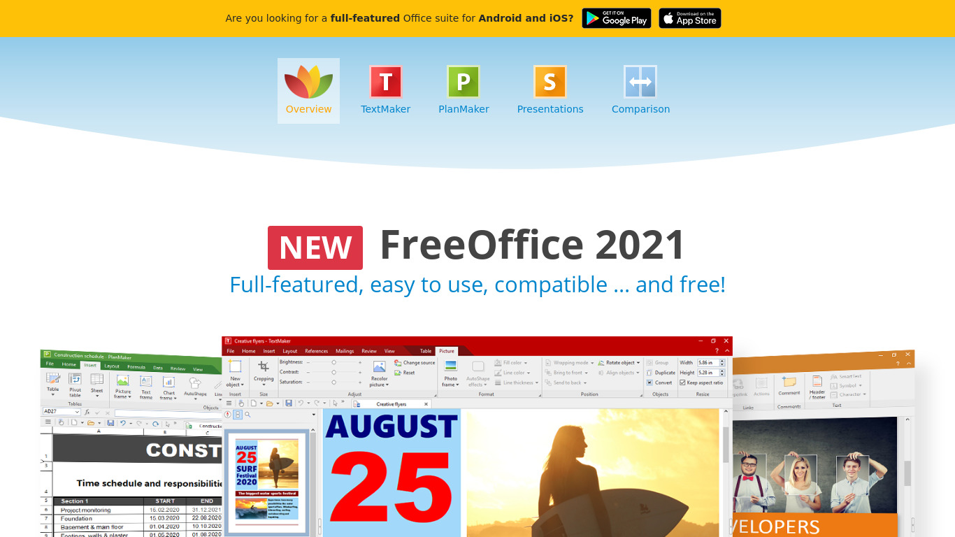 SoftMaker Office/FreeOffice Landing page