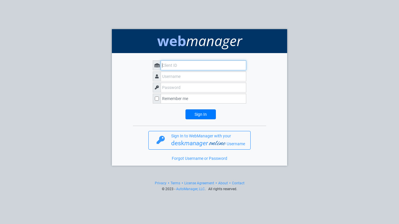 Webmanager Landing page
