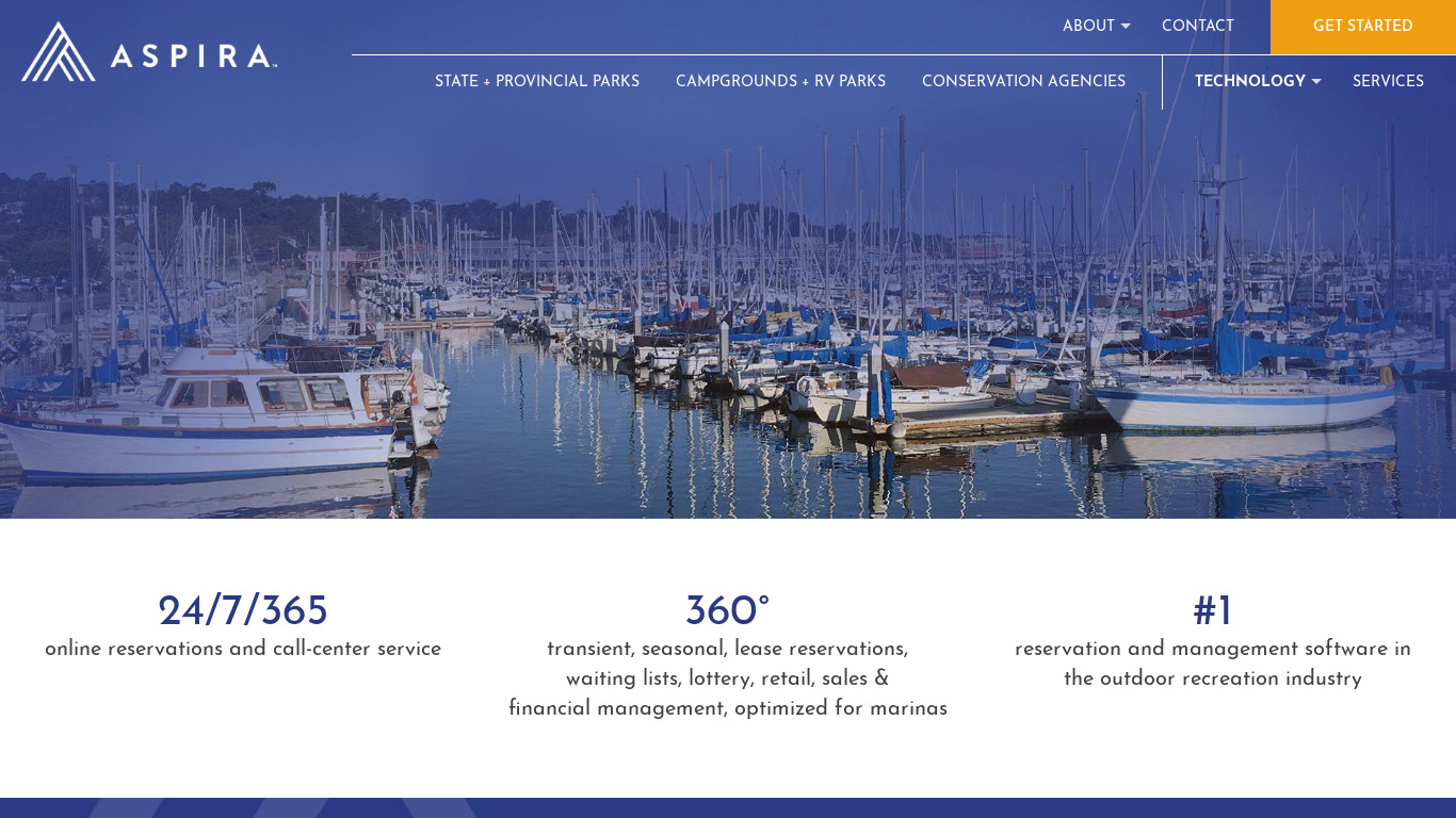 Aspira Marina Management Landing page