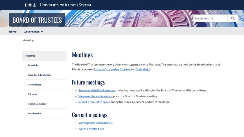 bot.uillinois.edu Meeting Bot Landing Page