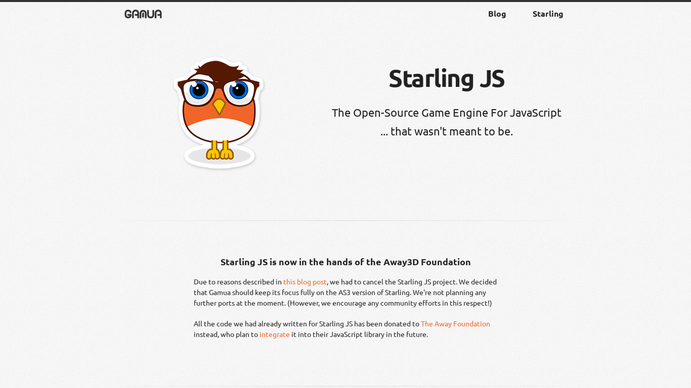 Starling JS Landing page