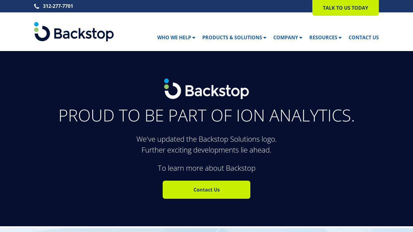 Backstop Solutions Landing page
