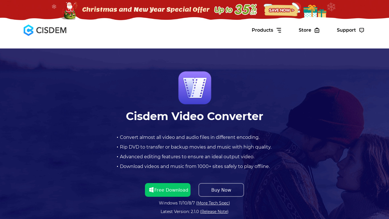 Cisdem Video Converter Landing page