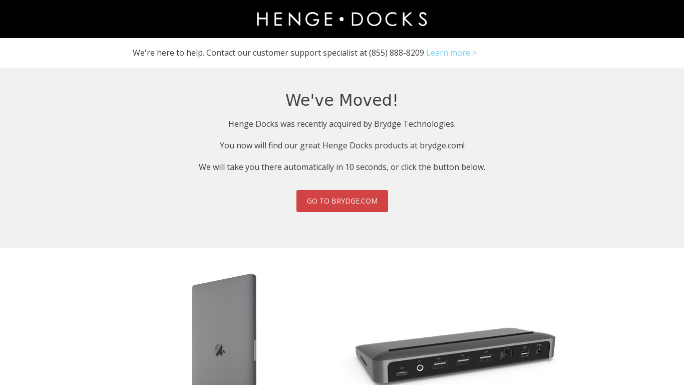 Henge Docks Landing page