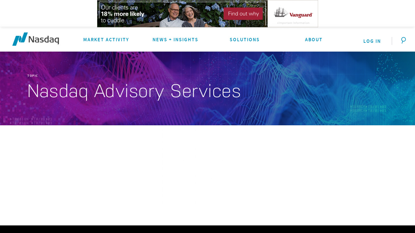 Nasdaq Investory Advisory Services Landing page