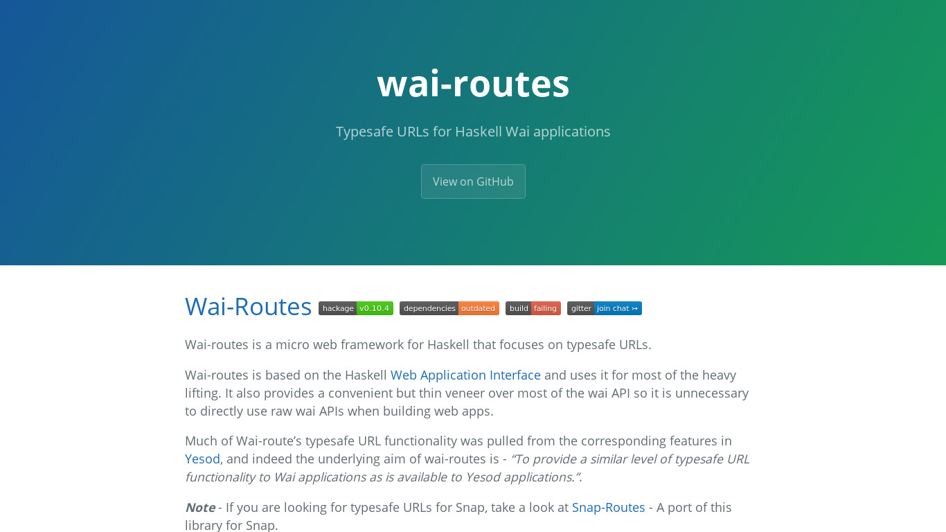 wai-routes Landing page