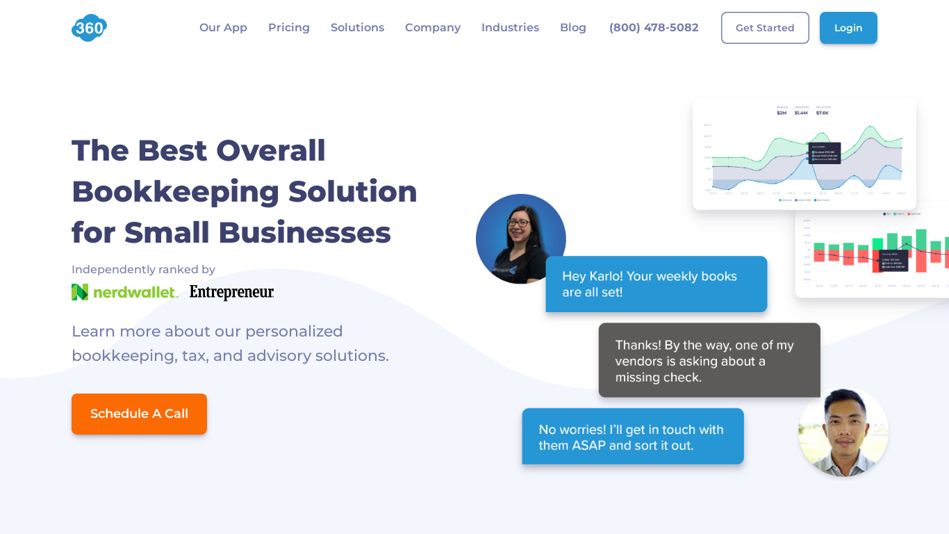 Bookkeeper360 Landing page