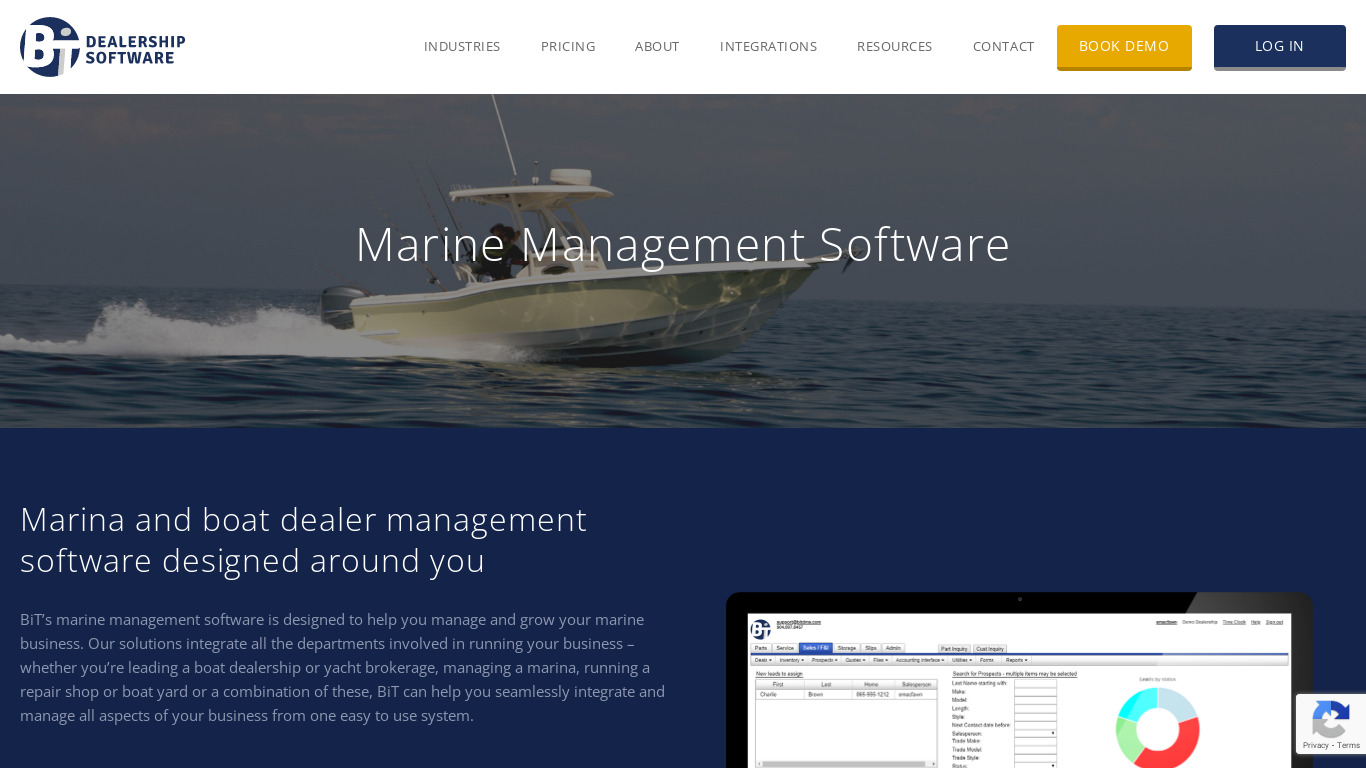 BiT Marine Software Landing page