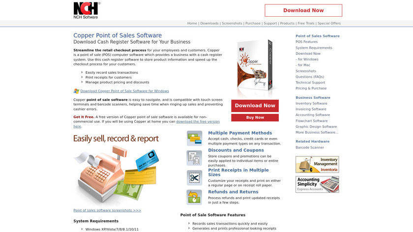 Copper Point of Sales Software Landing Page
