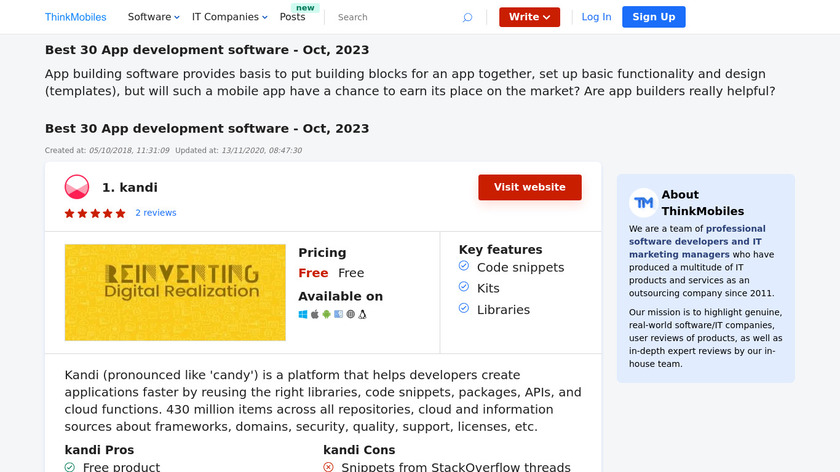 AppElis Mobile App Development Platform Landing Page