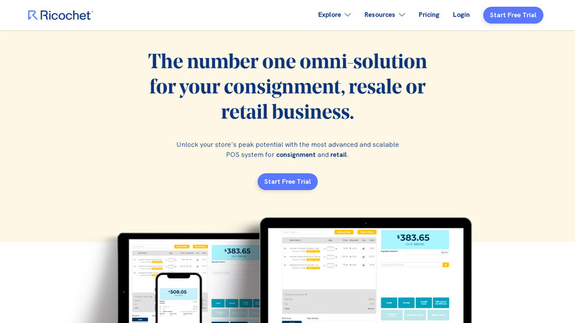 Ricochet Consignment Software Landing Page