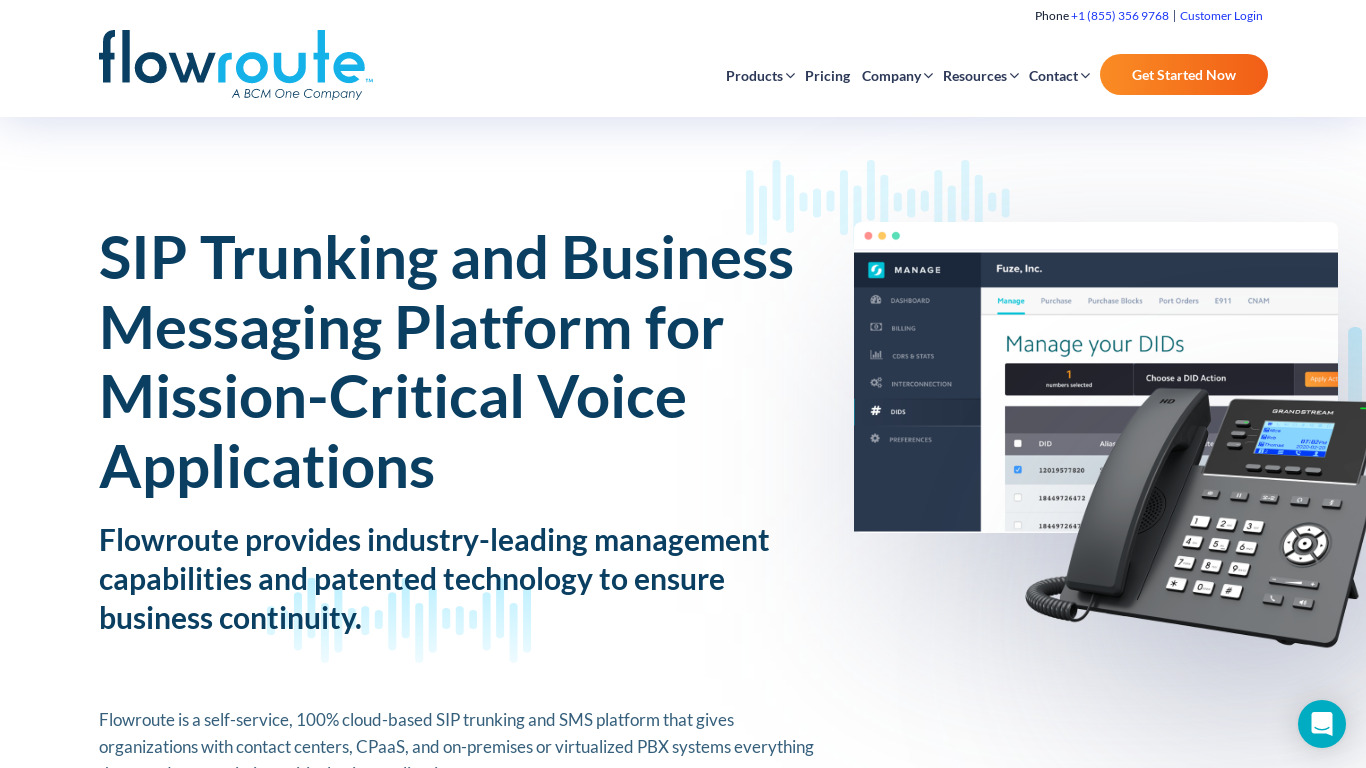 Flowroute Landing page