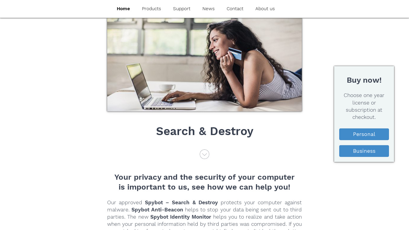 Spybot - Search & Destroy Landing page