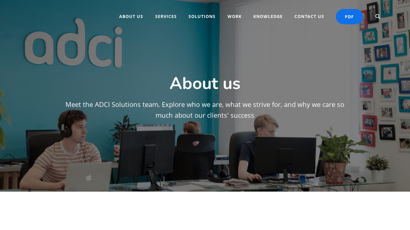 ADCI Solutions Landing page