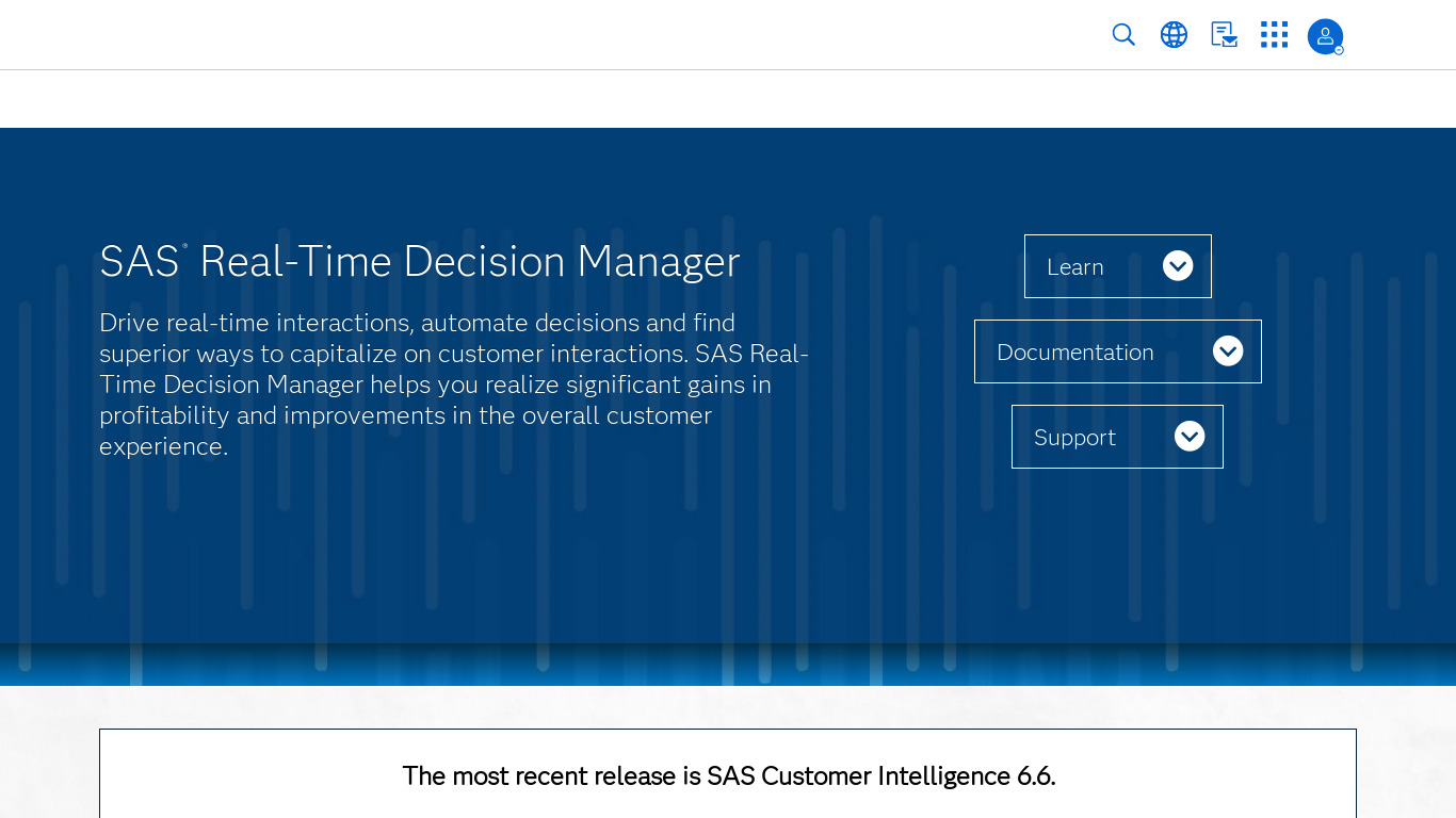 SAS Real-Time Decision Manager Landing page