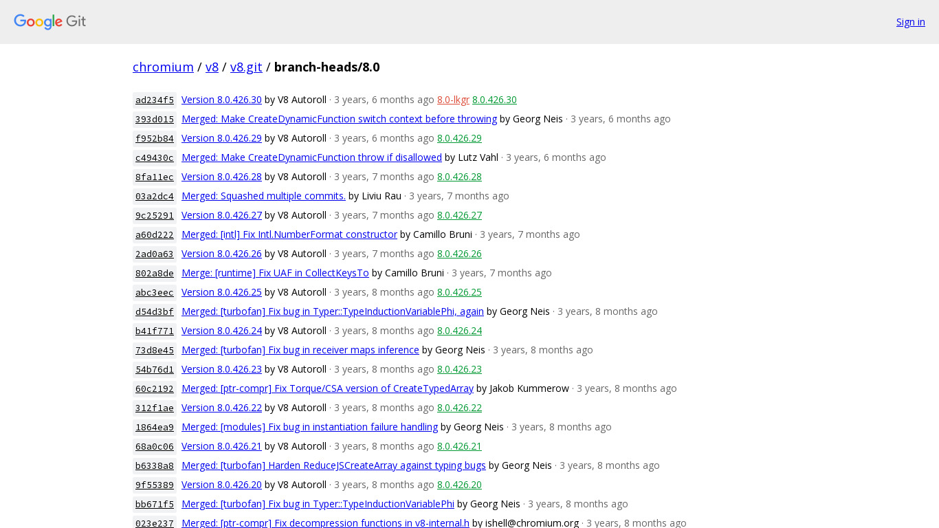 V8 release Landing page