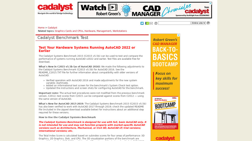 Benchmark CAD Landing Page