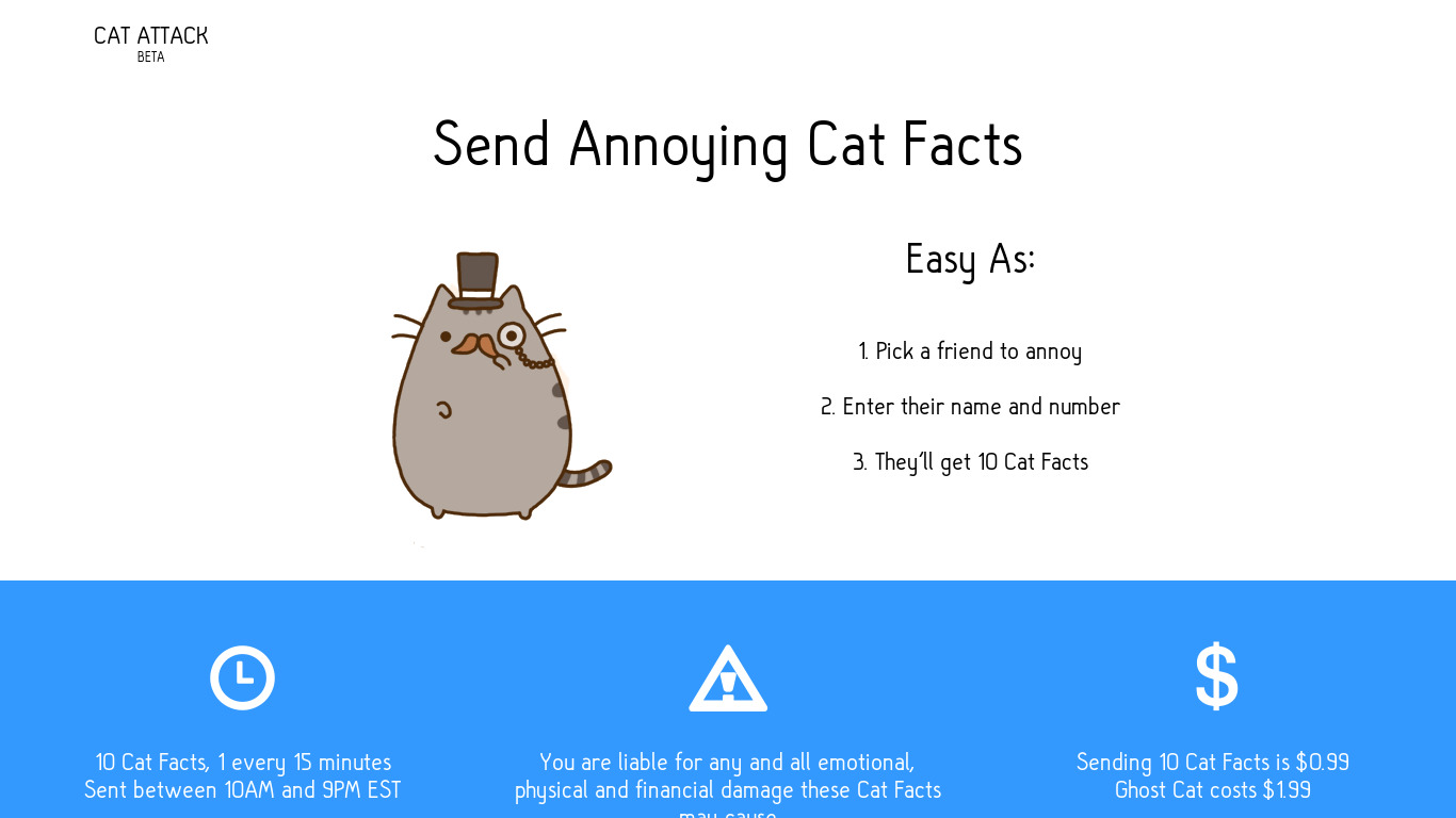 Cat Attack Landing page