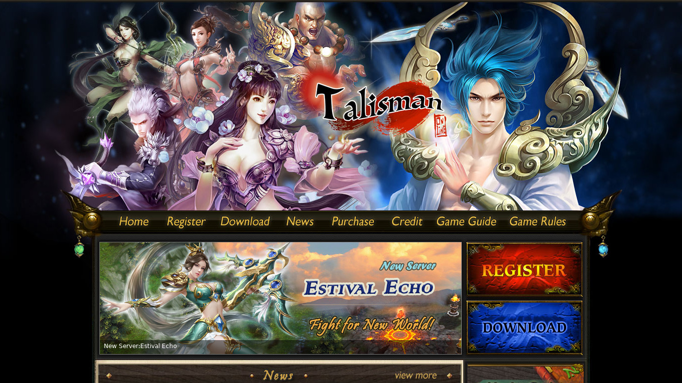 Talisman Online Landing page