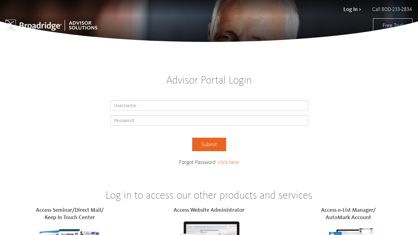 Broadridge Advisor Portal Landing page