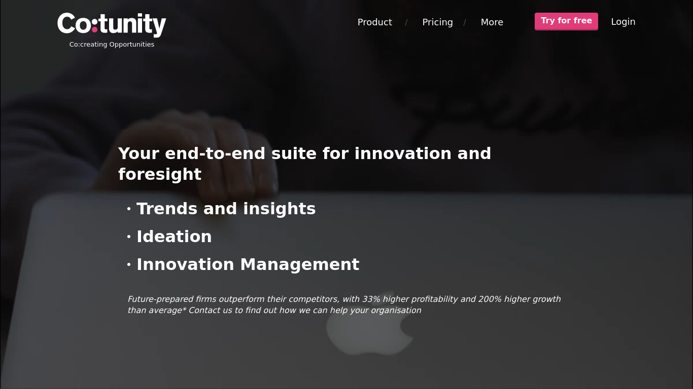 Co:tunity Landing page