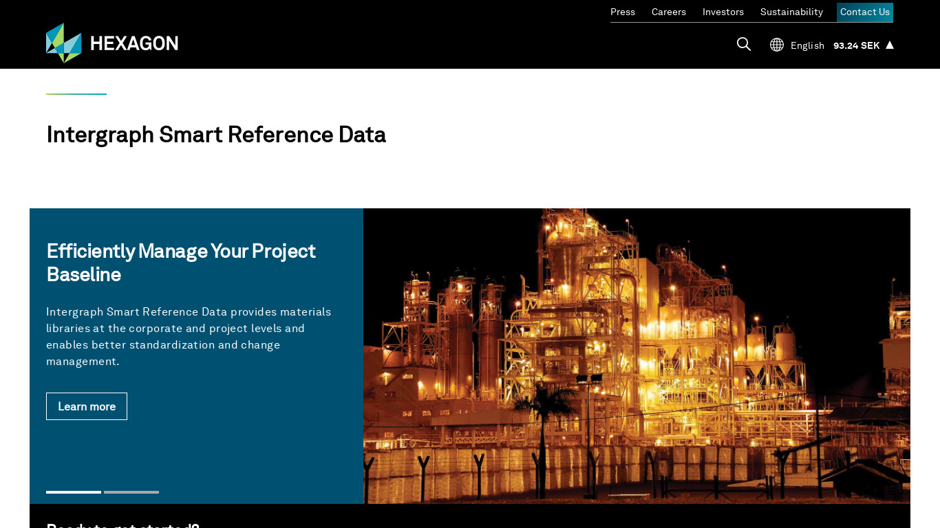 Intergraph Smart Reference Data Landing page
