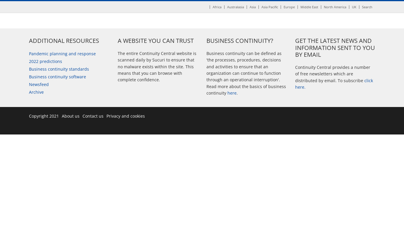 Business Continuity Maturity Model Landing page