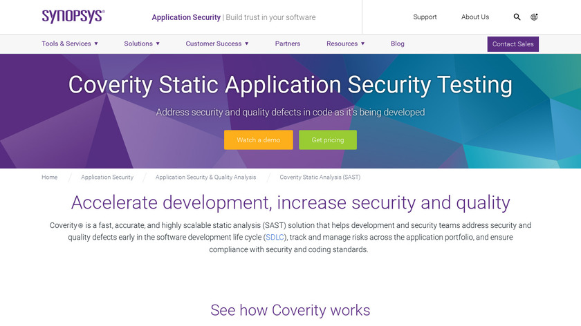 Synopsys Static Application Security Testing Landing Page