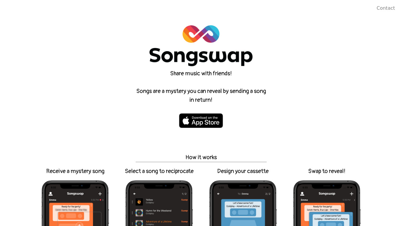 Songswap Landing page
