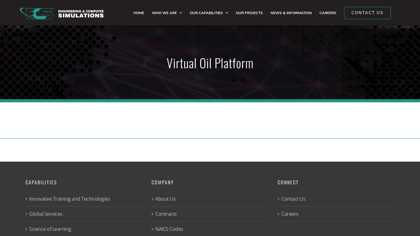 Virtual Oil Platform Landing page