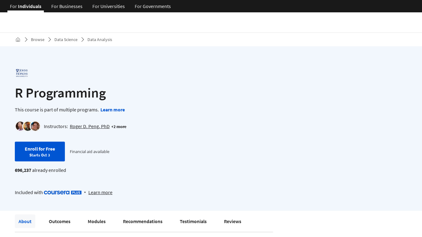 Coursera - R Programming Landing page