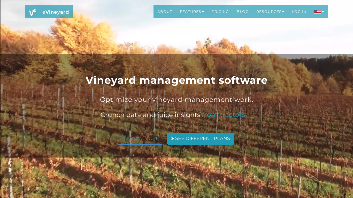 Vineyard Management Software Landing page