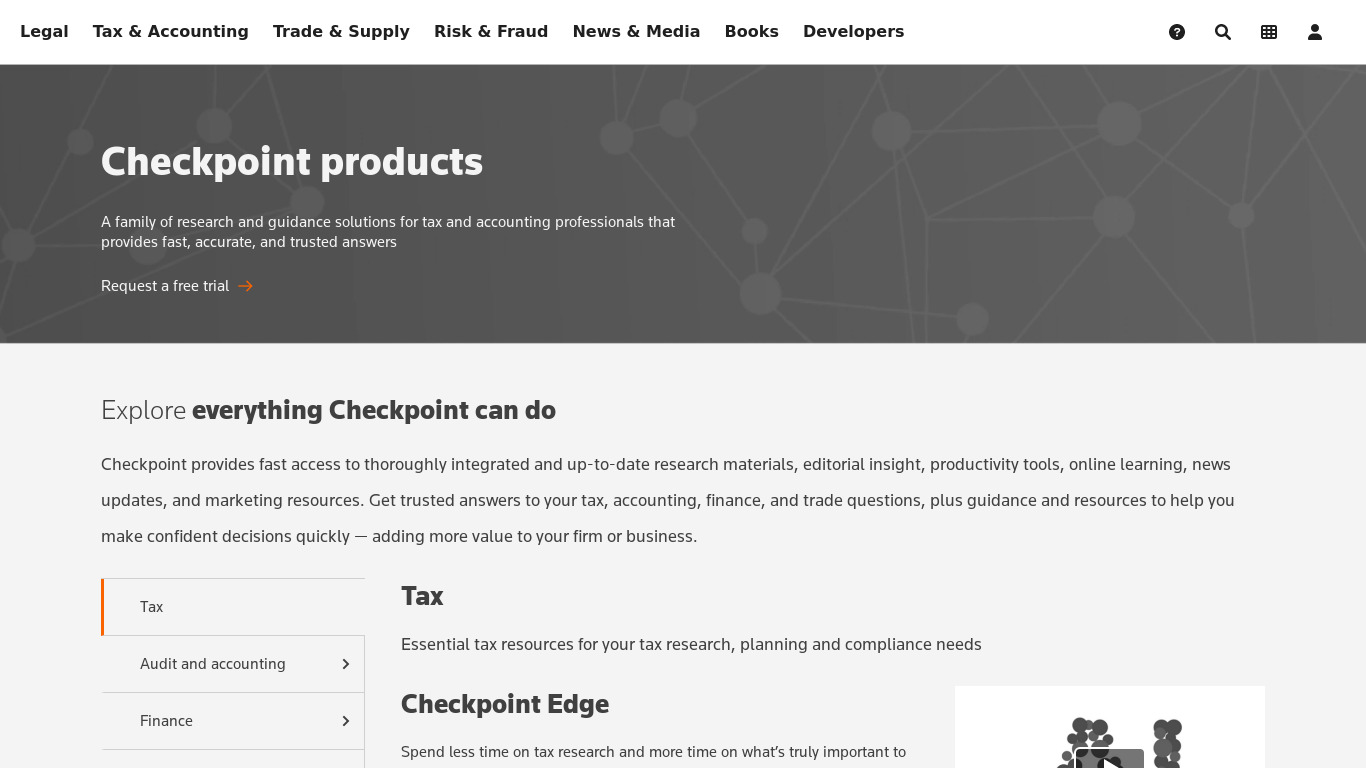 Thomson Reuters Checkpoint Landing page