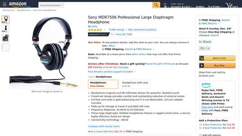 Sony MDR 7506 Landing Page