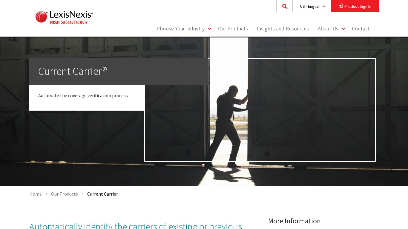 LexisNexis Current Carrier Landing page