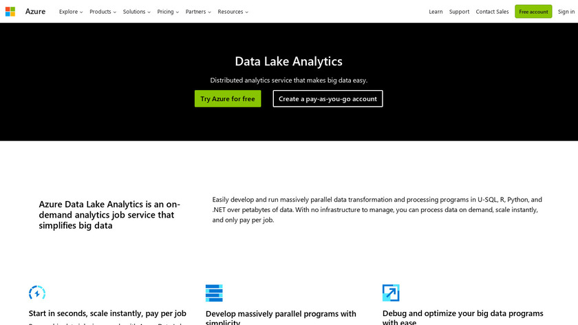 Azure Data Lake Analytics Landing Page