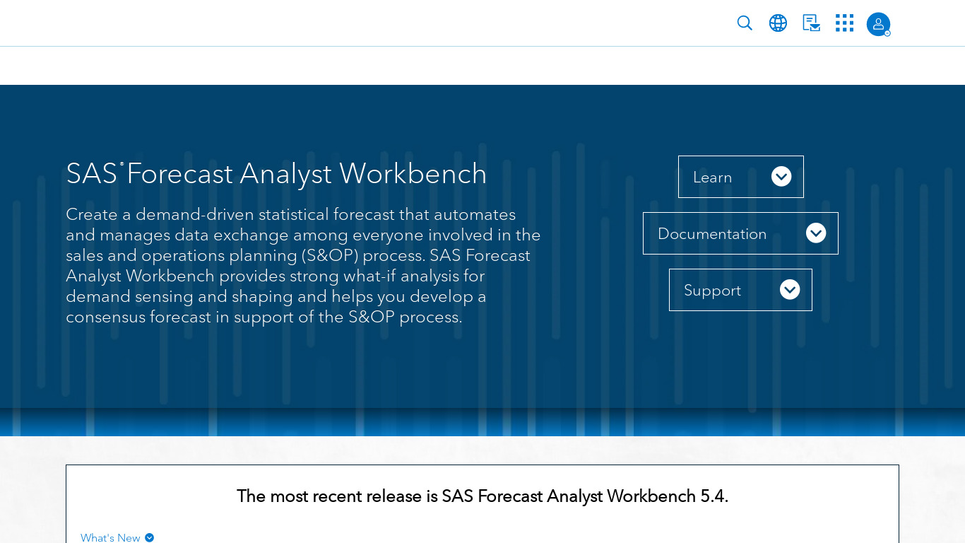 SAS Forecast Analyst Workbench Landing page