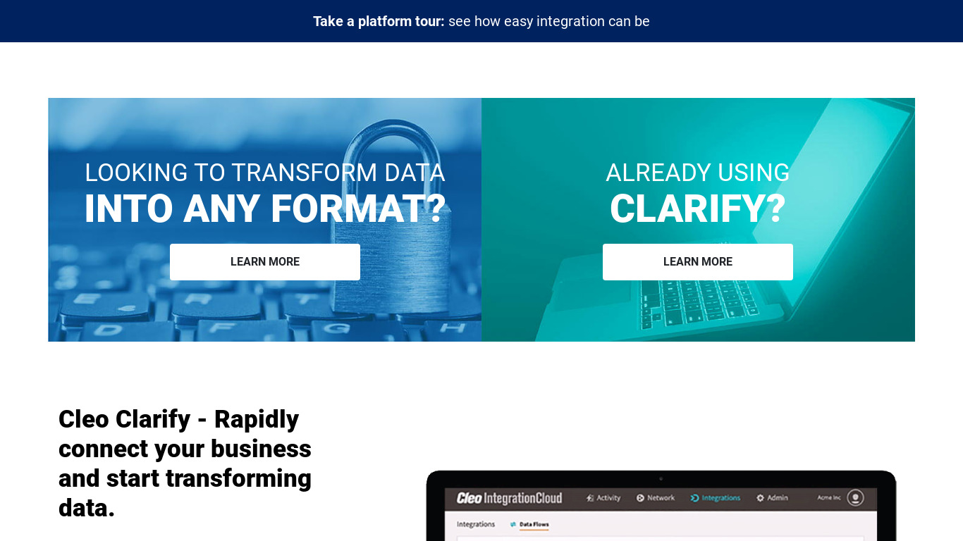 Cleo Clarify Landing page