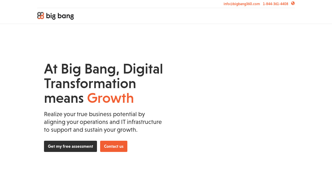 Big Bang ERP Landing page