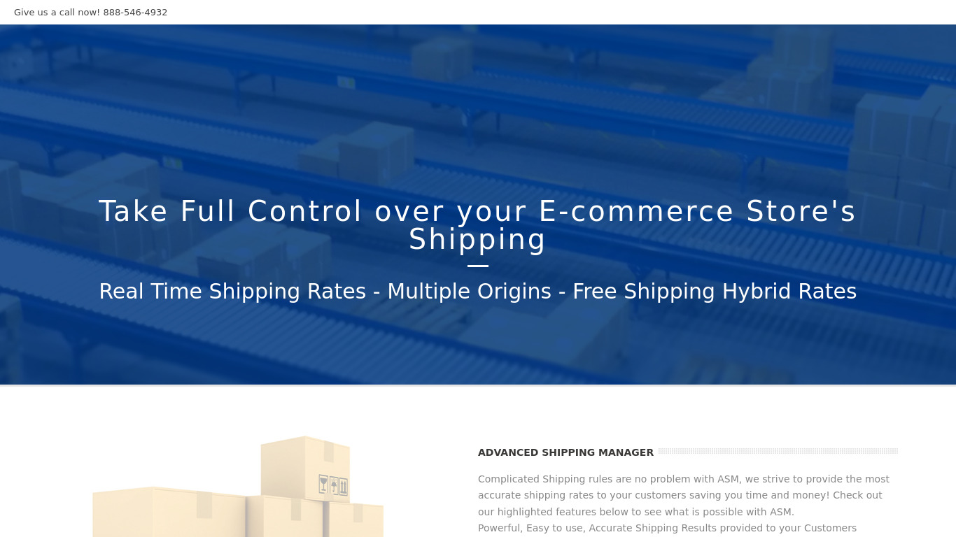 Advanced Shipping Manager Landing page